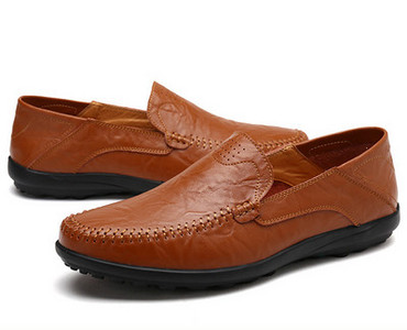 Eko bőrből készült férfi mokaszinok - lapos talppal