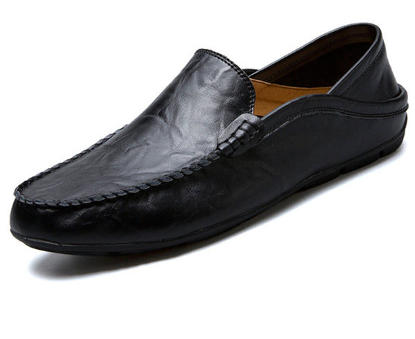 Eko bőrből készült férfi mokaszinok - lapos talppal