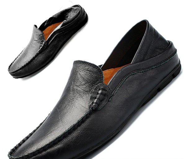 Eko bőrből készült férfi mokaszinok - lapos talppal