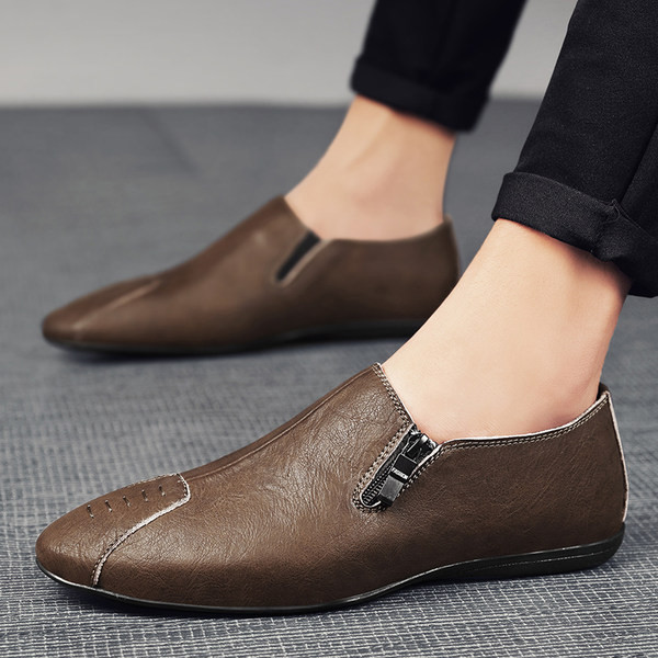 Muške mokasine od eko kože sa patentnim zatvaračem