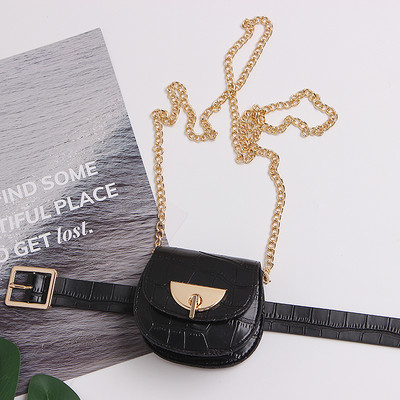 Maza sieviešu ādas soma ar plecu un jostas ķēdi