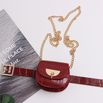 Maza sieviešu ādas soma ar plecu un jostas ķēdi