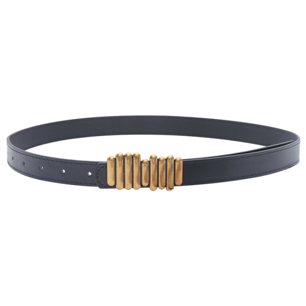 Moteriškas odinis diržas su auksine sagtimi