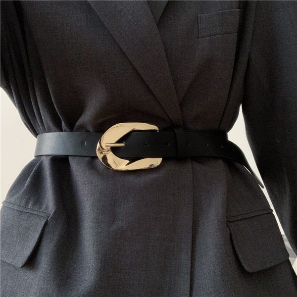 Jauna modeļa sieviešu josta no eko ādas - melnā krāsā