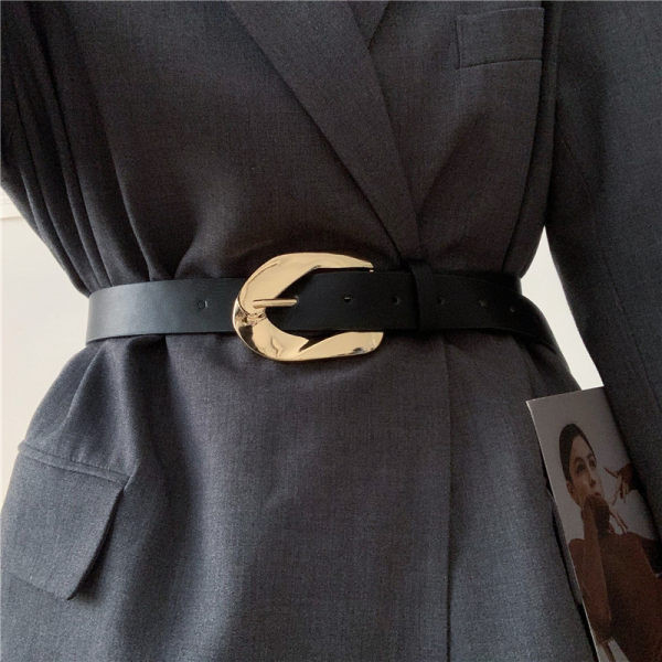 Jauna modeļa sieviešu josta no eko ādas - melnā krāsā