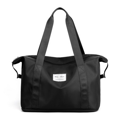 Pārnēsājama tekstila ceļojumu soma ar logotipu un rāvējslēdzēja aizdari