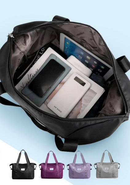 Pārnēsājama tekstila ceļojumu soma ar logotipu un rāvējslēdzēja aizdari