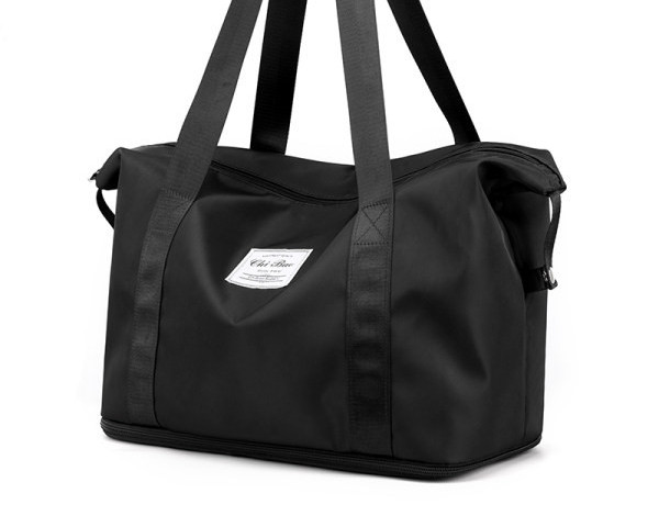 Pārnēsājama tekstila ceļojumu soma ar logotipu un rāvējslēdzēja aizdari