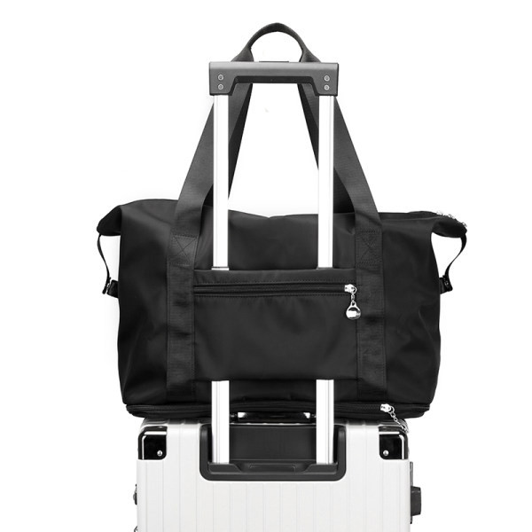 Pārnēsājama tekstila ceļojumu soma ar logotipu un rāvējslēdzēja aizdari