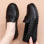 Ādas vasaras kurpes ar lenti sievietēm