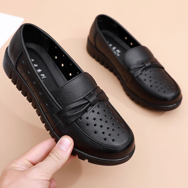 Ādas vasaras kurpes ar lenti sievietēm