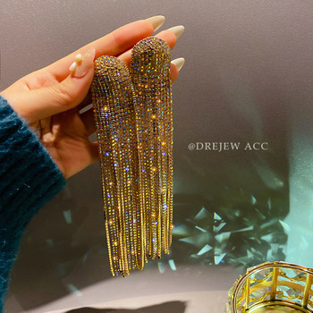 Κομψά γυναικεία κρεμαστά σκουλαρίκια με πέτρες - ασημί και χρυσό χρώμα