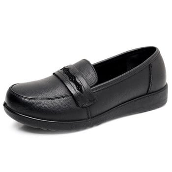 Γυναικεία μαύρα έκο δερμάτινα loafers