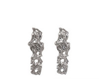 Naujas nestandartinės formos moteriškų auskarų modelis sidabro spalvos