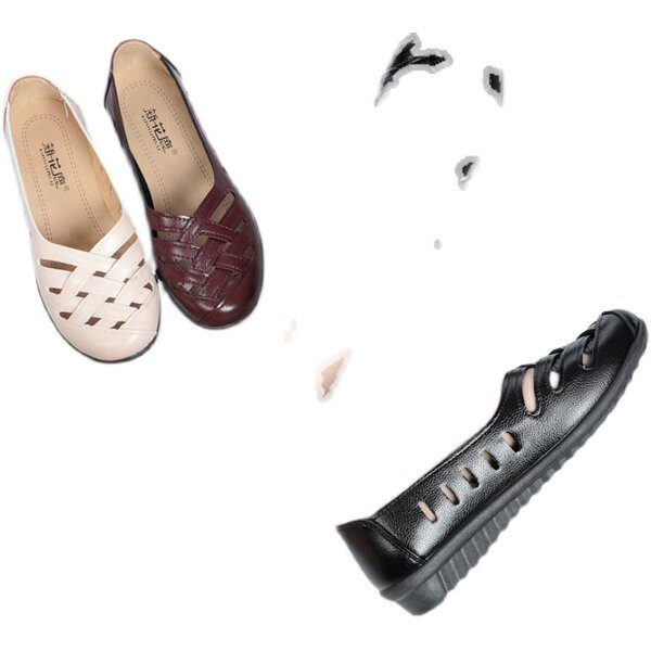 Sieviešu vasaras ādas mokasīni ar plakanu zoli