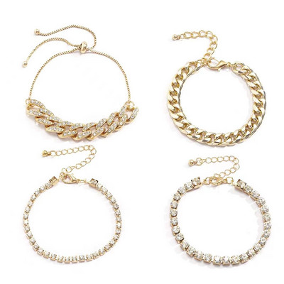 Moteriškas apyrankių komplektas su akmenukais - keturios dalys