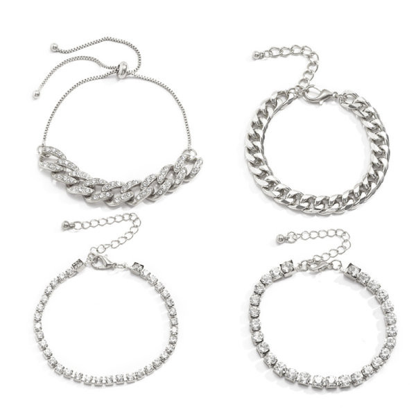 Moteriškas apyrankių komplektas su akmenukais - keturios dalys