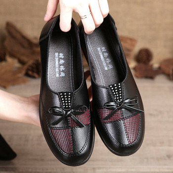 Дамски обувки с панделка -черен и червен цвят