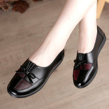Дамски обувки с панделка -черен и червен цвят