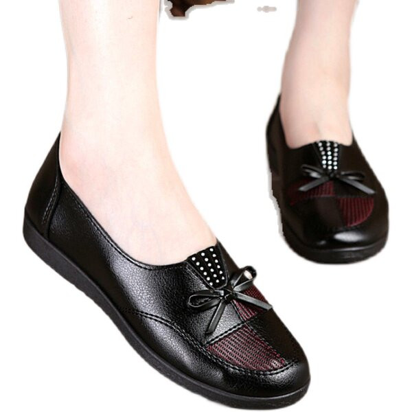 Sieviešu apavi ar lentīti - melnā un sarkanā krāsā