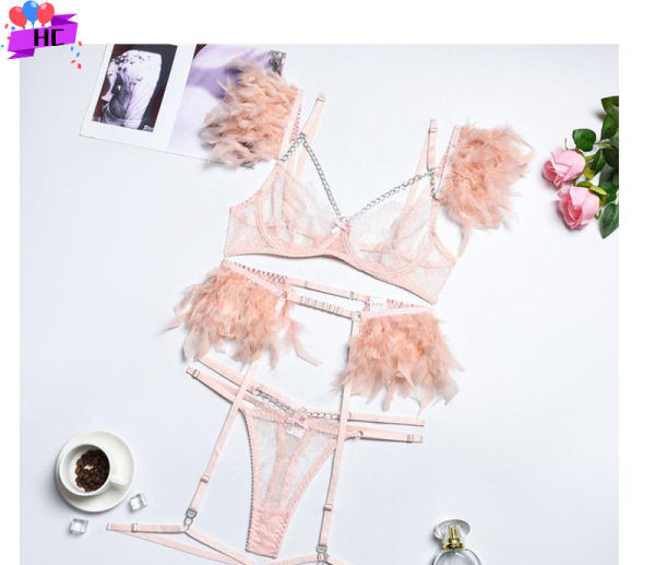 Γυναικεία εσώρουχα από δαντέλα με φτερά σε τρία μέρη