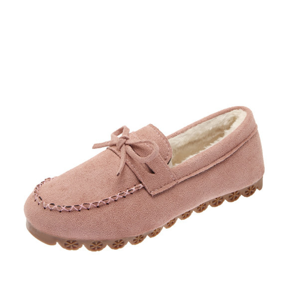 Ženske mokasine od brušene kože s trakom i toplom postavom