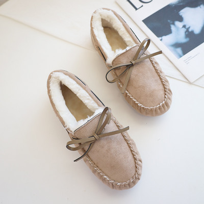 Γυναικεία μοκασίνια με φόδρα και κορδέλα