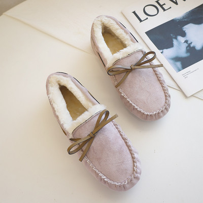 Γυναικεία μοκασίνια με φόδρα και κορδέλα