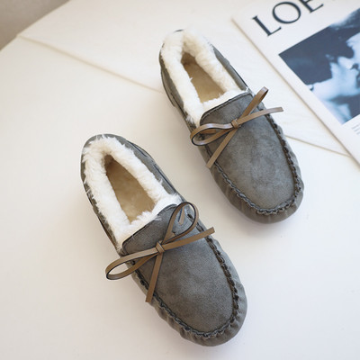 Γυναικεία μοκασίνια με φόδρα και κορδέλα