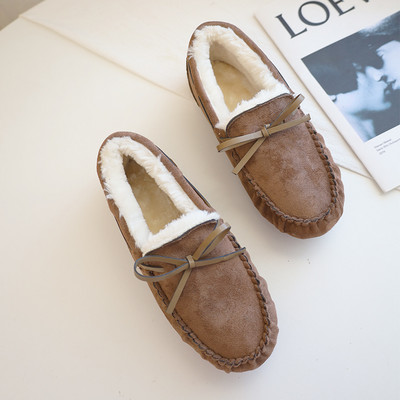 Γυναικεία μοκασίνια με φόδρα και κορδέλα