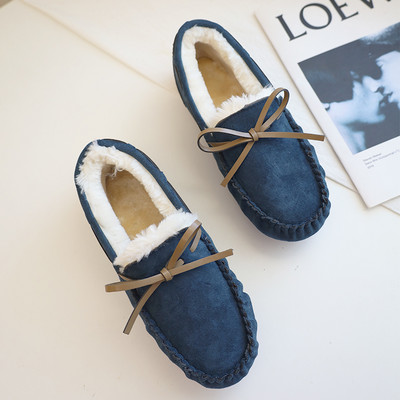 Γυναικεία μοκασίνια με φόδρα και κορδέλα