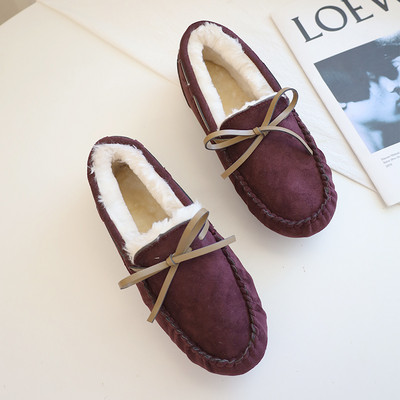 Γυναικεία μοκασίνια με φόδρα και κορδέλα