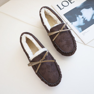 Γυναικεία μοκασίνια με φόδρα και κορδέλα