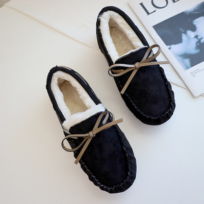 Γυναικεία μοκασίνια με φόδρα και κορδέλα