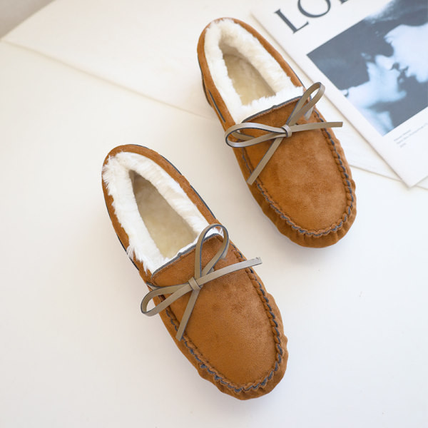 Γυναικεία μοκασίνια με φόδρα και κορδέλα