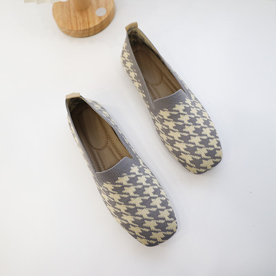 Γυναικεία μοκασίνια καρό σχέδιο με επίπεδη σόλα