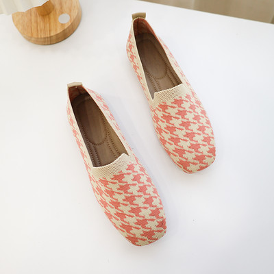 Γυναικεία μοκασίνια καρό σχέδιο με επίπεδη σόλα