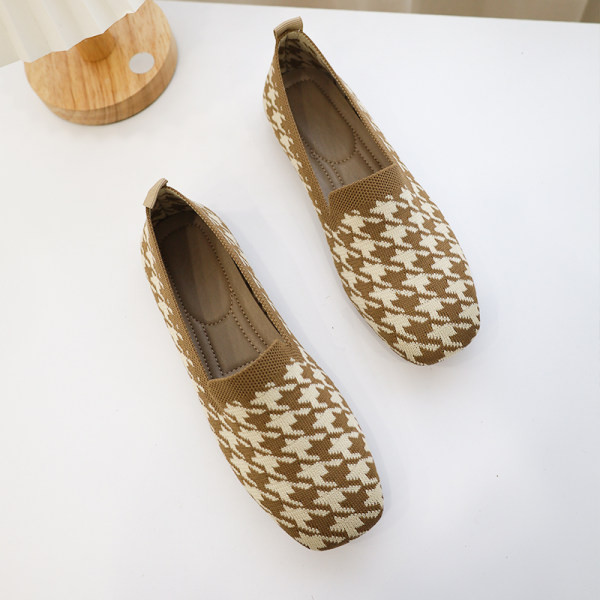 Γυναικεία μοκασίνια καρό σχέδιο με επίπεδη σόλα