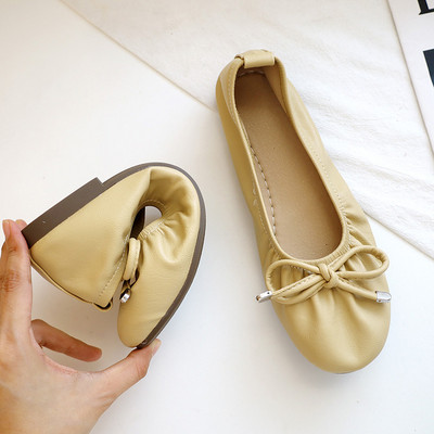 Női bőr mokaszin 3D szalaggal