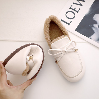 Γυναικεία casual loafers με φόδρα και κορδέλα