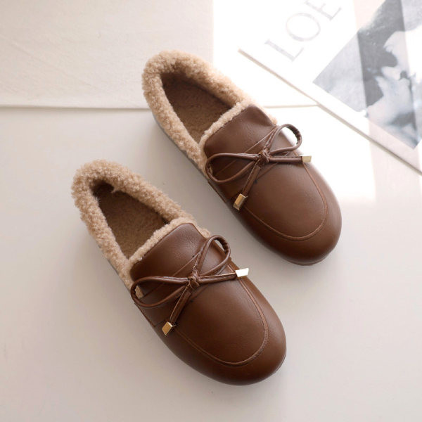 Γυναικεία casual loafers με φόδρα και κορδέλα