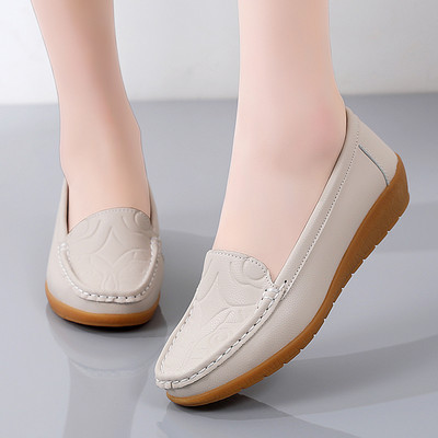 Jauna modeļa sieviešu mokasīni noapaļots modelis no eko ādas