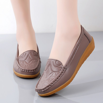 Jauna modeļa sieviešu mokasīni noapaļots modelis no eko ādas