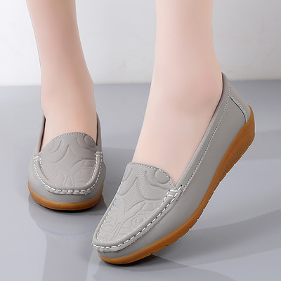 Jauna modeļa sieviešu mokasīni noapaļots modelis no eko ādas