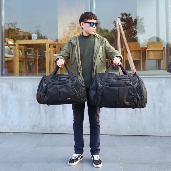 Pārnēsājama ceļojumu soma ar sānu kabatu un plecu rokturi