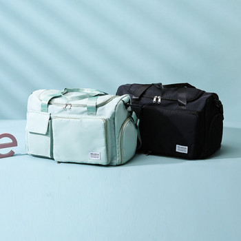 Υφασμάτινη τσάντα με μπροστινές τσέπες και μακρύ χερούλι