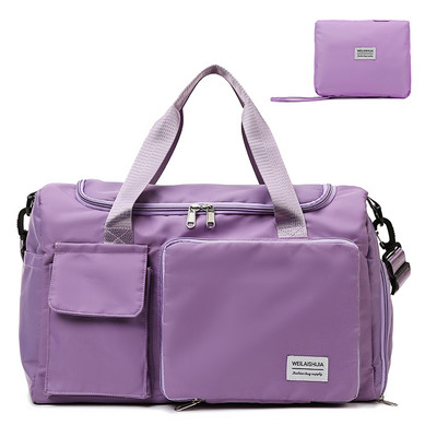 Tekstila soma ar priekšējām kabatām un garu rokturi