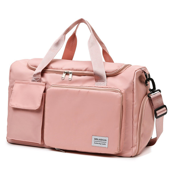 Tekstila soma ar priekšējām kabatām un garu rokturi