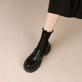 Дамски кожени черни обувки 