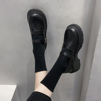 Ежедневни дамски обувки с катарама-черен и кафяв цвят